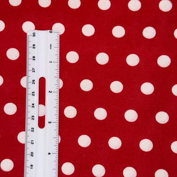 White Polka Dot on Red Cotton Fabric - 1 Yard - Blender, Holiday, Minnie Mouse - Picture 4 of 5